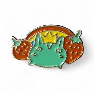 Kawaii Rainbow Frog King Enamel Pin Strawberry Cottagecore NWOT